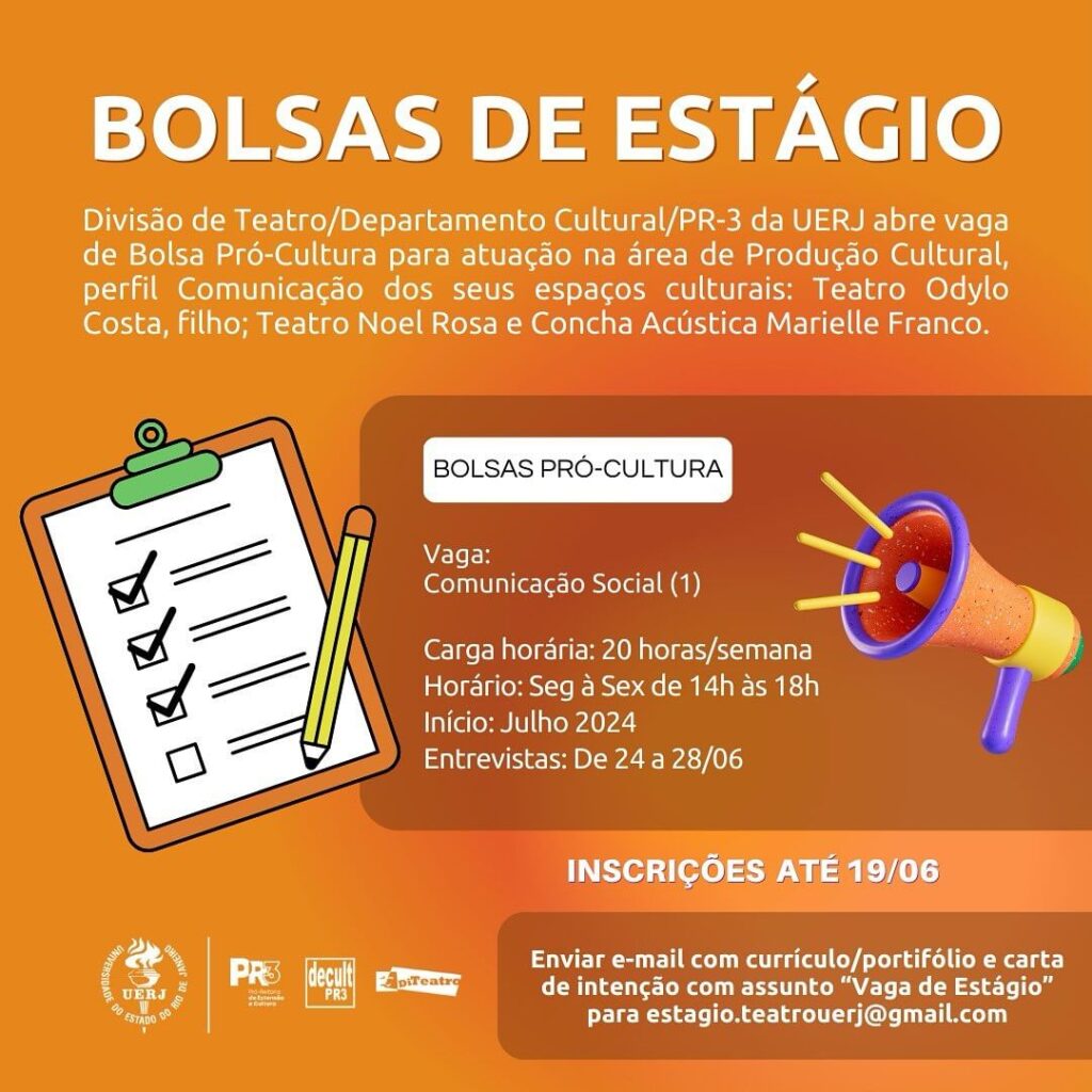 PR3 anuncia vaga de estágio na Divisão de Teatro