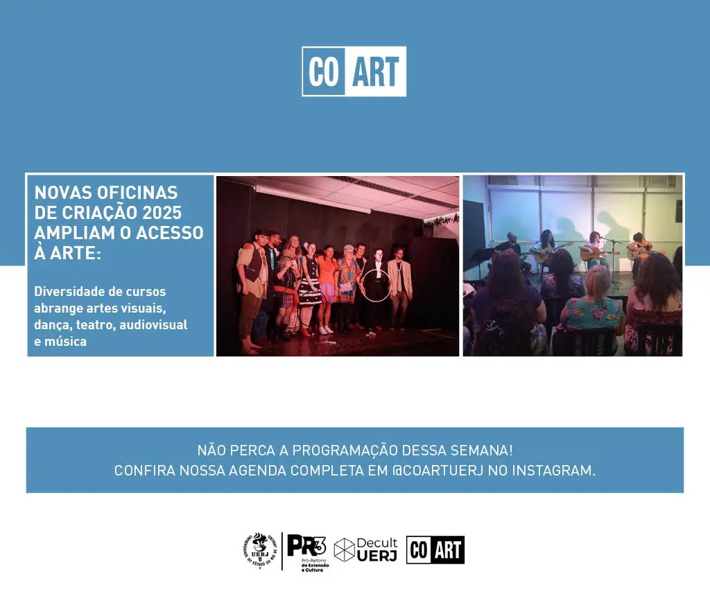 Novas oficinas de criação 2025 ampliam acesso à arte 