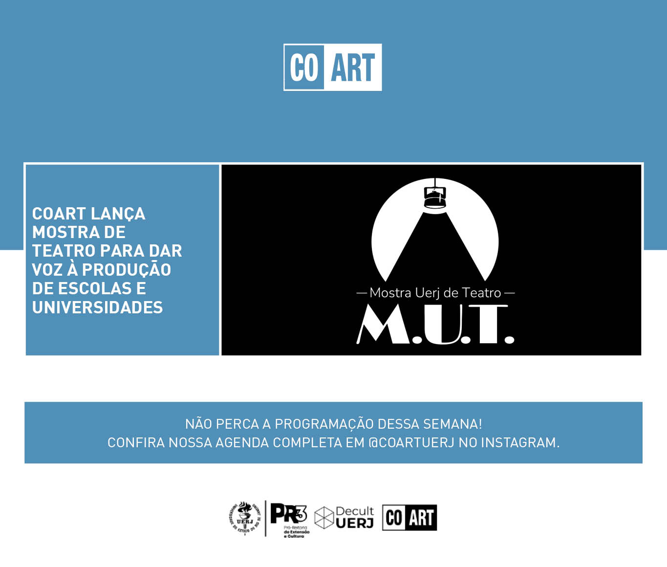 COART lança mostra de teatro para dar voz à produção de escolas e universidades
